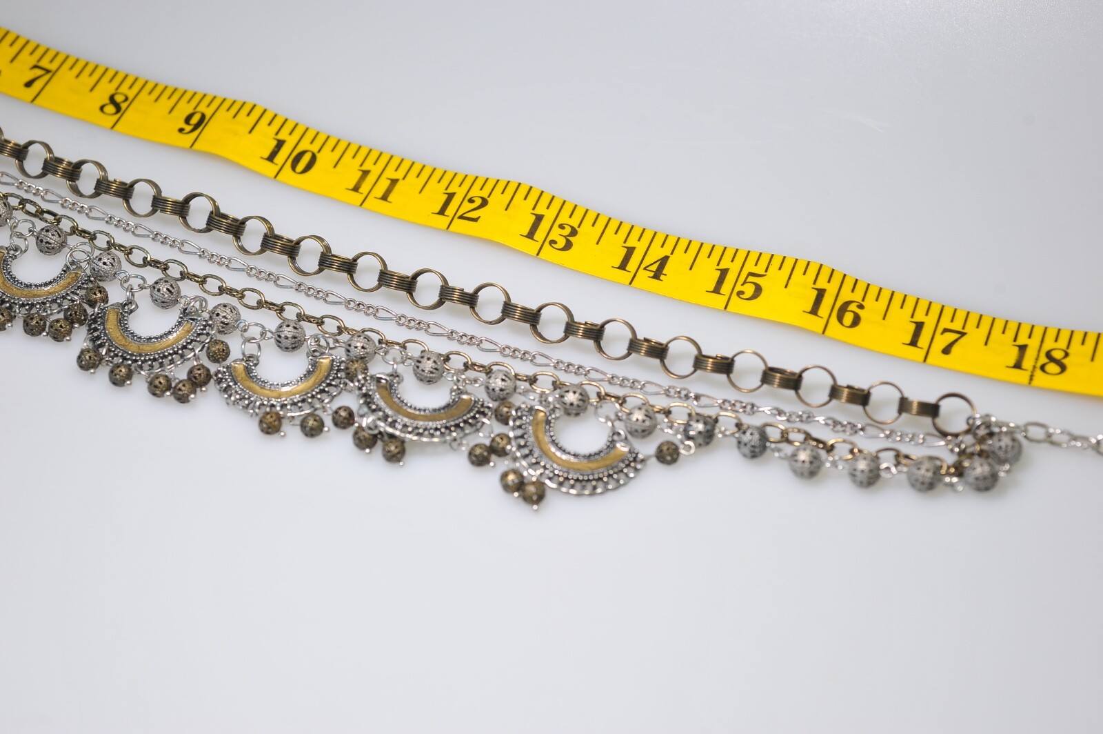 Treska Multi Chain Charm Necklace 2 tone layered statement boho 1 missing ball
