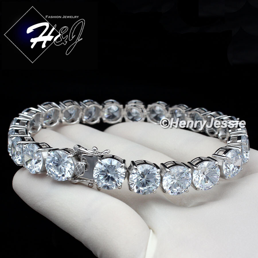8.5″MEN WOMEN SOLID 925 STERLING SILVER 8MM ICY BLING CZ 1 ROW TENNIS BRACELET*1