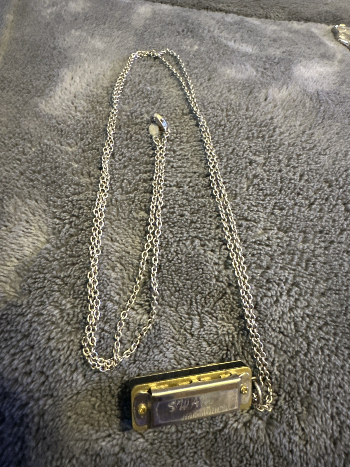 Miniature Vintage-SWAN-Harmonica Pendant on Necklace Chain Music Charm🔥🔥🔥