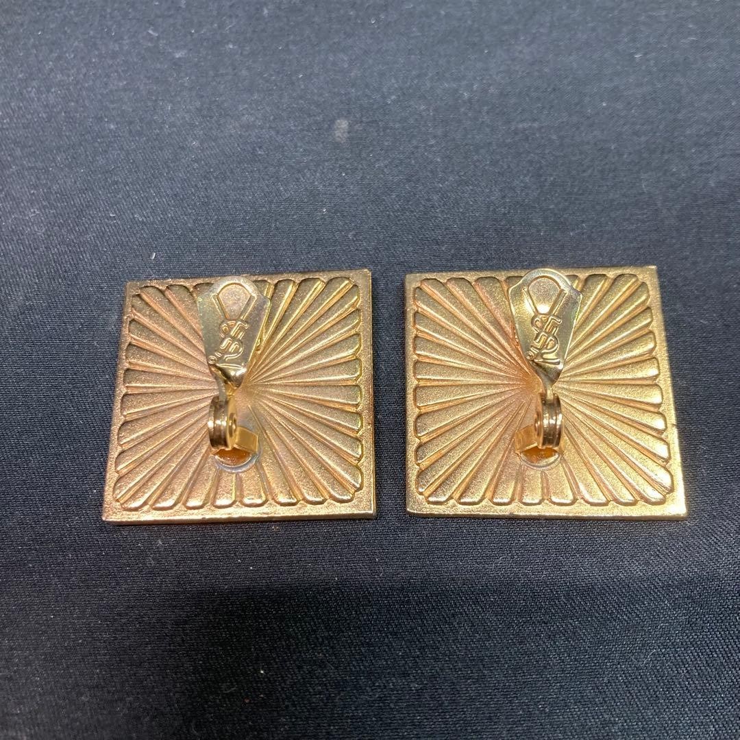 Yves Saint Laurent YSL Square Earrings Multicolor 3.1cm Deep Used From Japan