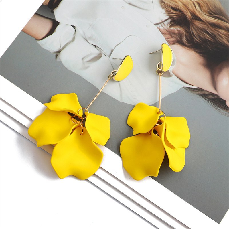 Rose Petal Fringed Earrings Wedding Elegant Acrylic Fashion Colorful Earrings