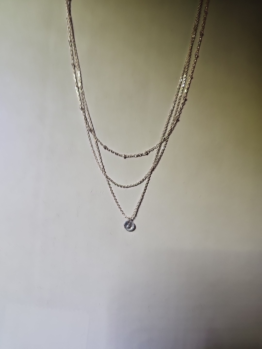 Silver Women 3 Three Layered Choker Pendnat Necklace Fashion Jewelry – Party