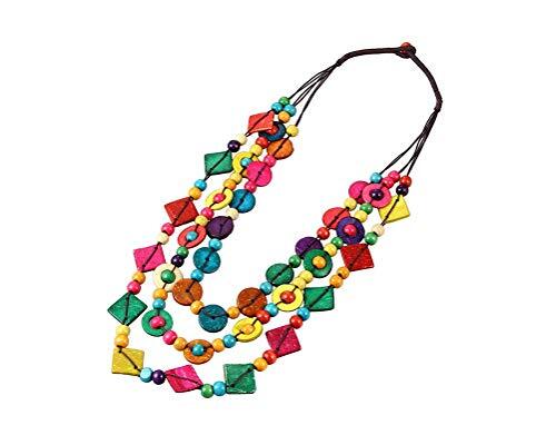 Bohemia Braided Women Neckalce Statement Colorful Round Wooden Beads Chain