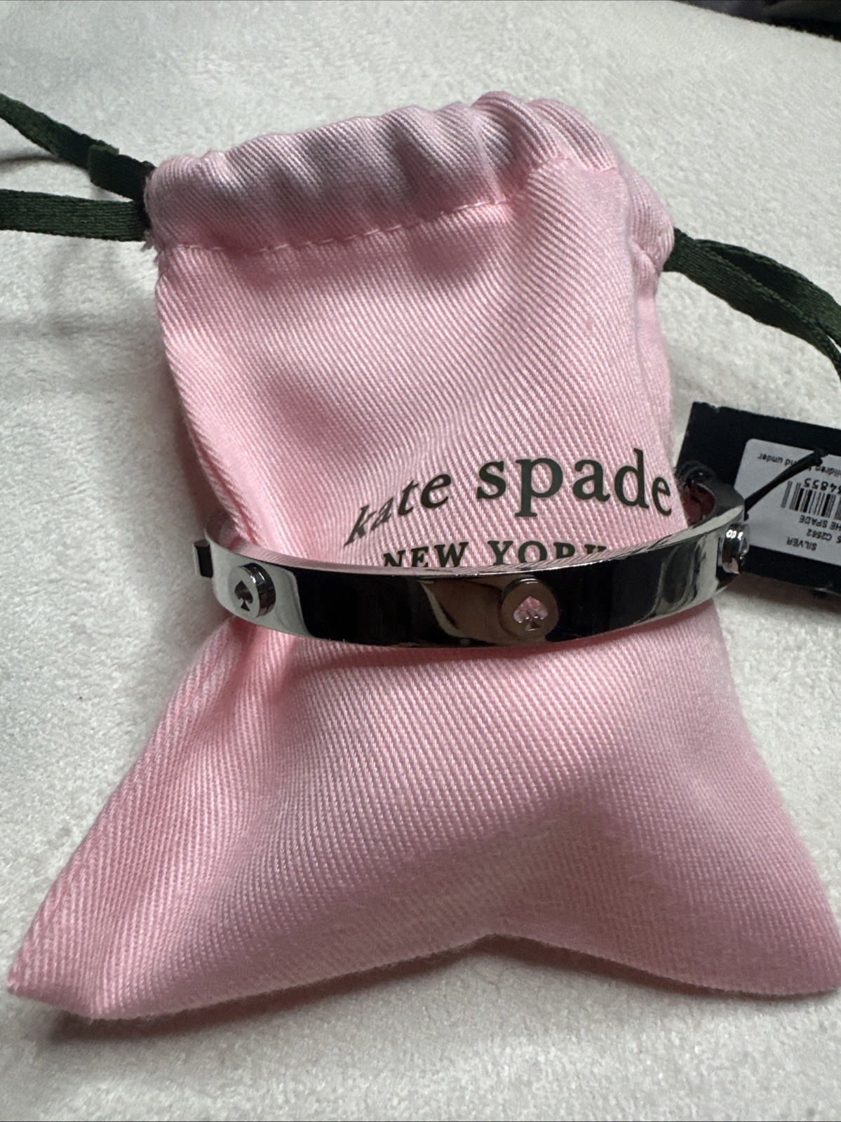 Authentic Kate Spade Spot the Spade Studded Hinge Bangle KE759 Silver,see Pics