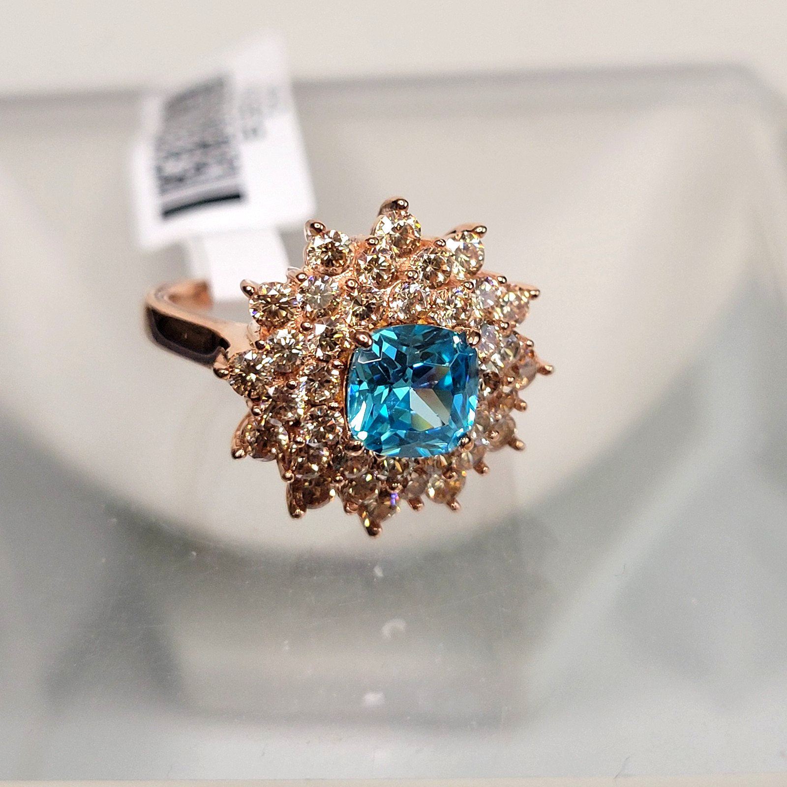 JTV FZN-925 Rose Gold over Sterling Silver Bella Luce Blue Ring sz-8 CZ 6.2g NEW