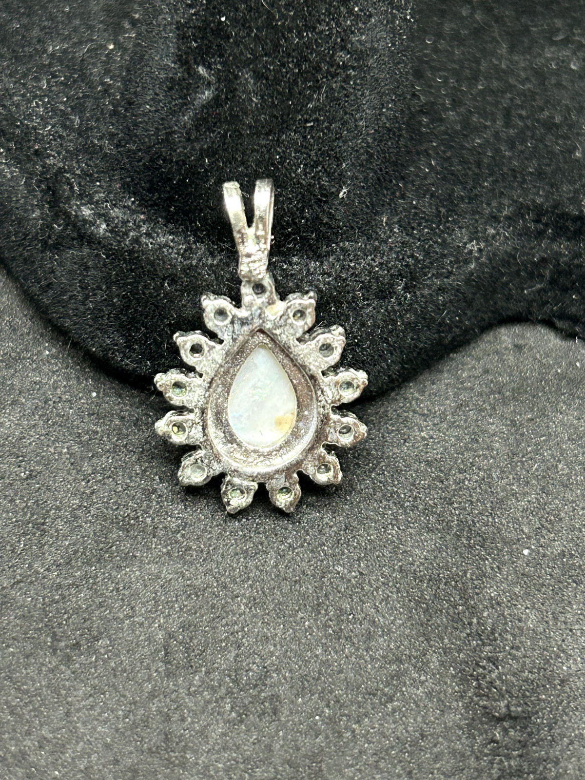 925 Sterling Silver Tear Drop Opal CZ Pendant ~1in – 1.82g