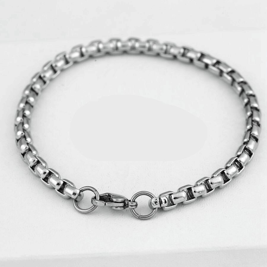 DG Men’s 8.5″ Stainless Steel 5.5mm Round Box Chain Bracelet High Polish~Box