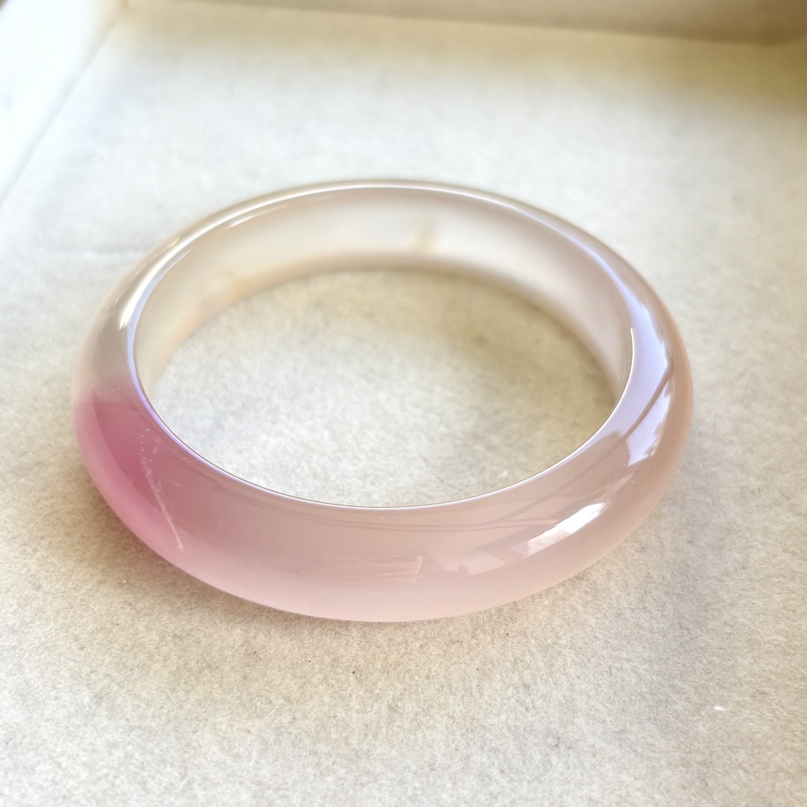 55mm Natural Pink Lace Agate Carnelian Bangle Banded Crystal Healing Bracelet