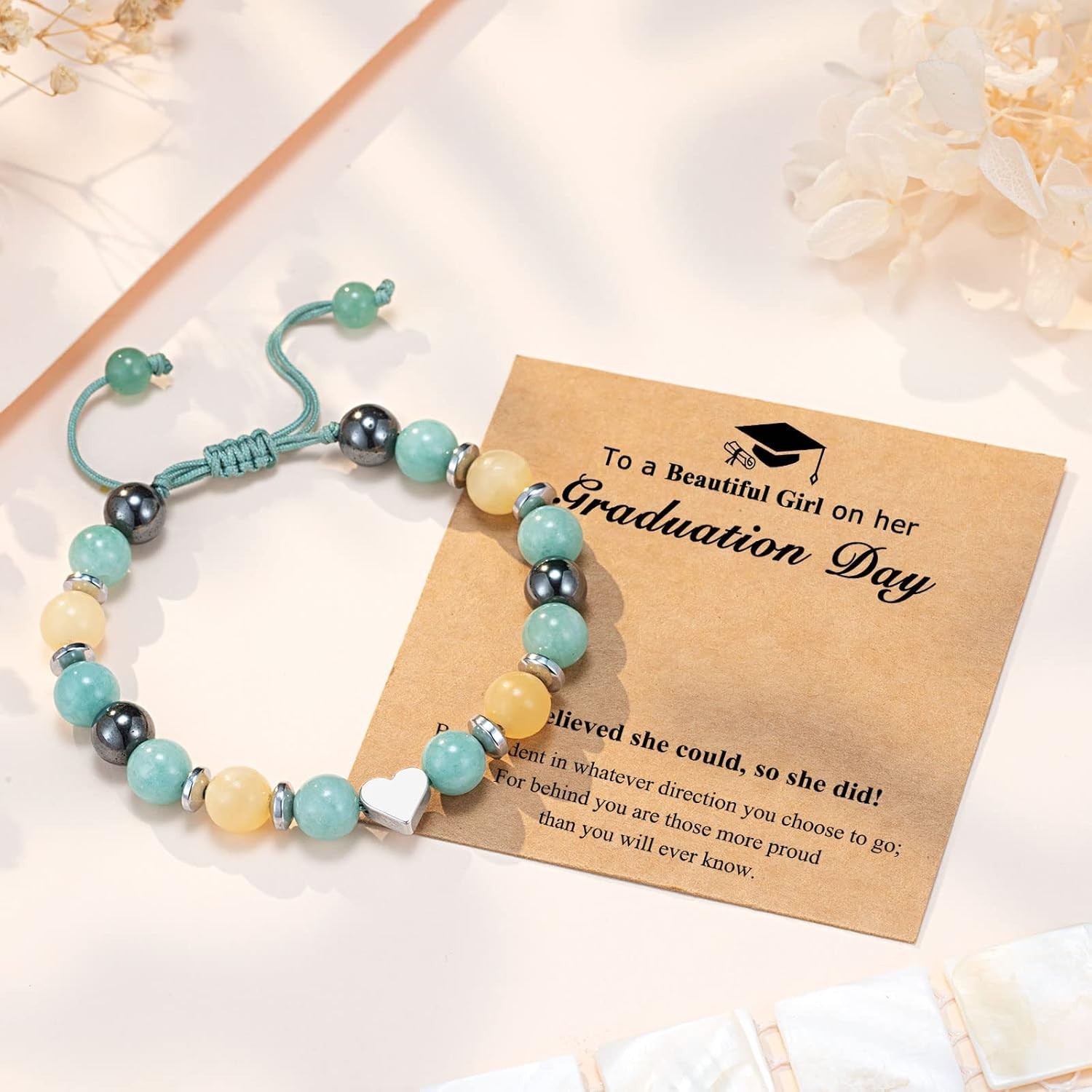 Thoughtful Green Heart Bracelet for Girls – Graduation and Love Reminders