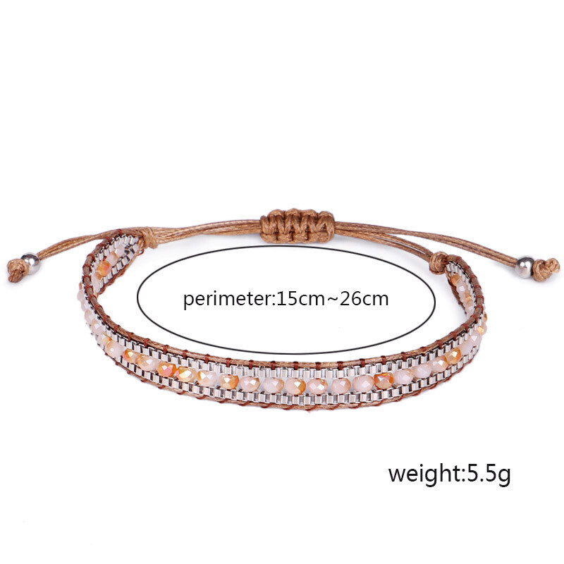Fashion Multicolor Crystal Beaded Woven Bracelet Bangle Handmade Rope Jewelry