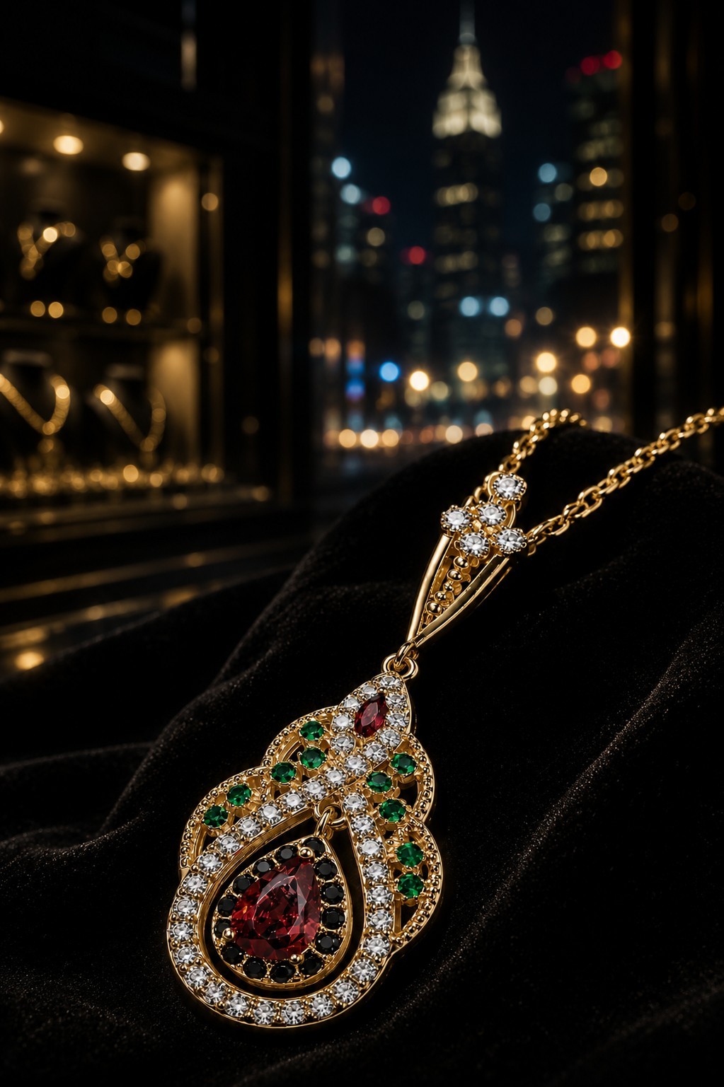 Womens Teardrop CZ Pendant Necklace Vintage Style Fashion Jewelry 18″ To 20″