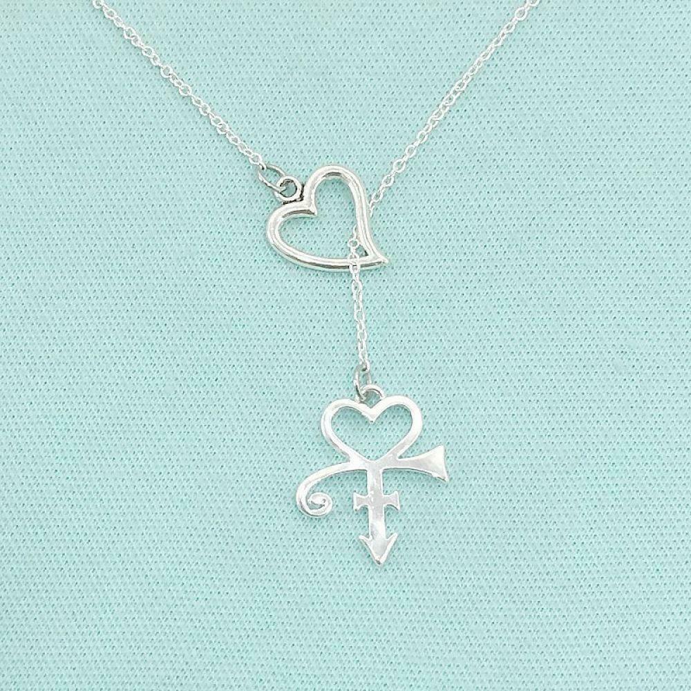 Famous Singer Love Symbol Handmade Silver Lariat Y Necklace.