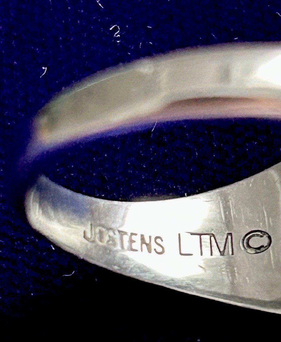 1999 JOSTENS Silver Fergus High Ring Emerald Green Stone Signed Sz 9 Mint In Box