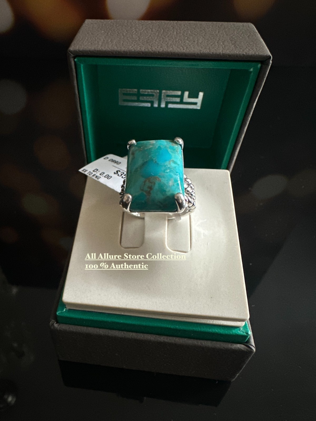 Effy ENY Sterling Silver & Turquoise Ring size 7