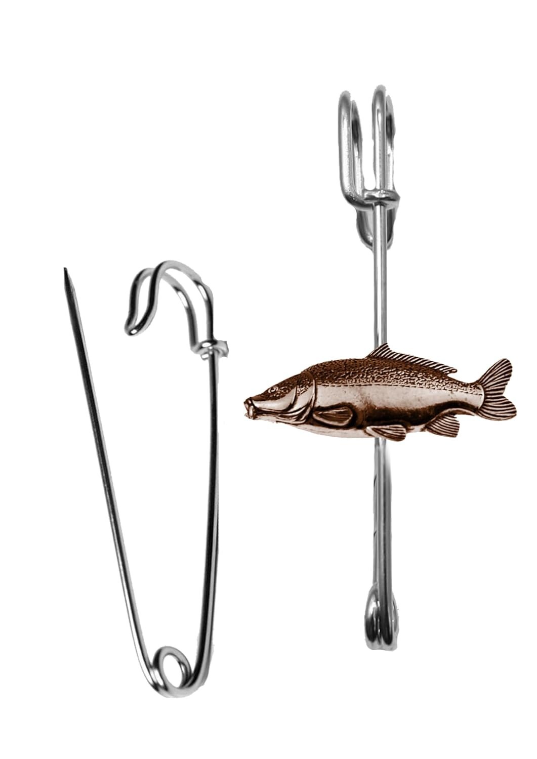 F42 Leather Carp Fish COPPER Effect Emblem ON A kilt pin Scarf Brooch 3″ 7.5 cm