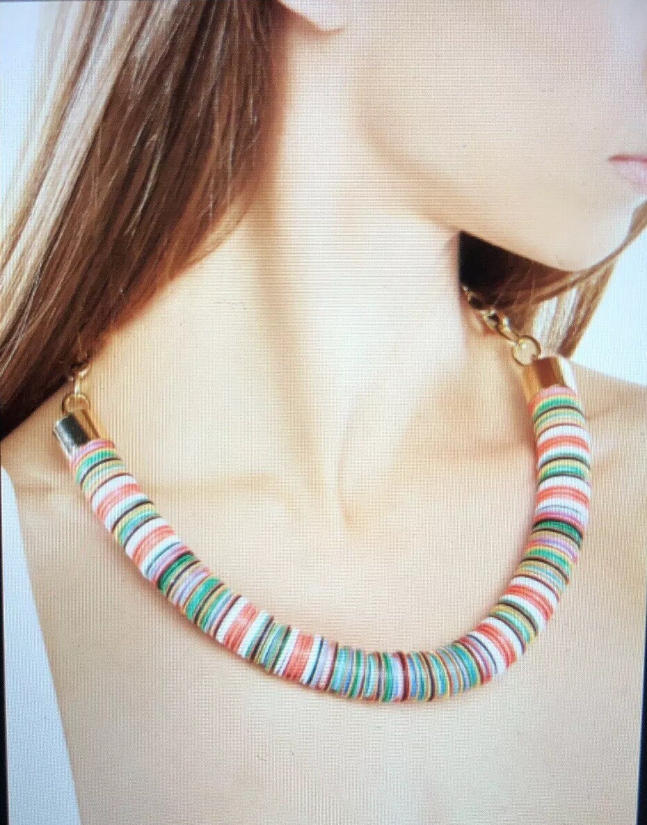 BCBG MAX AZRIA MULTI COLOR BEAD STACKS TRIBAL NECKLACE