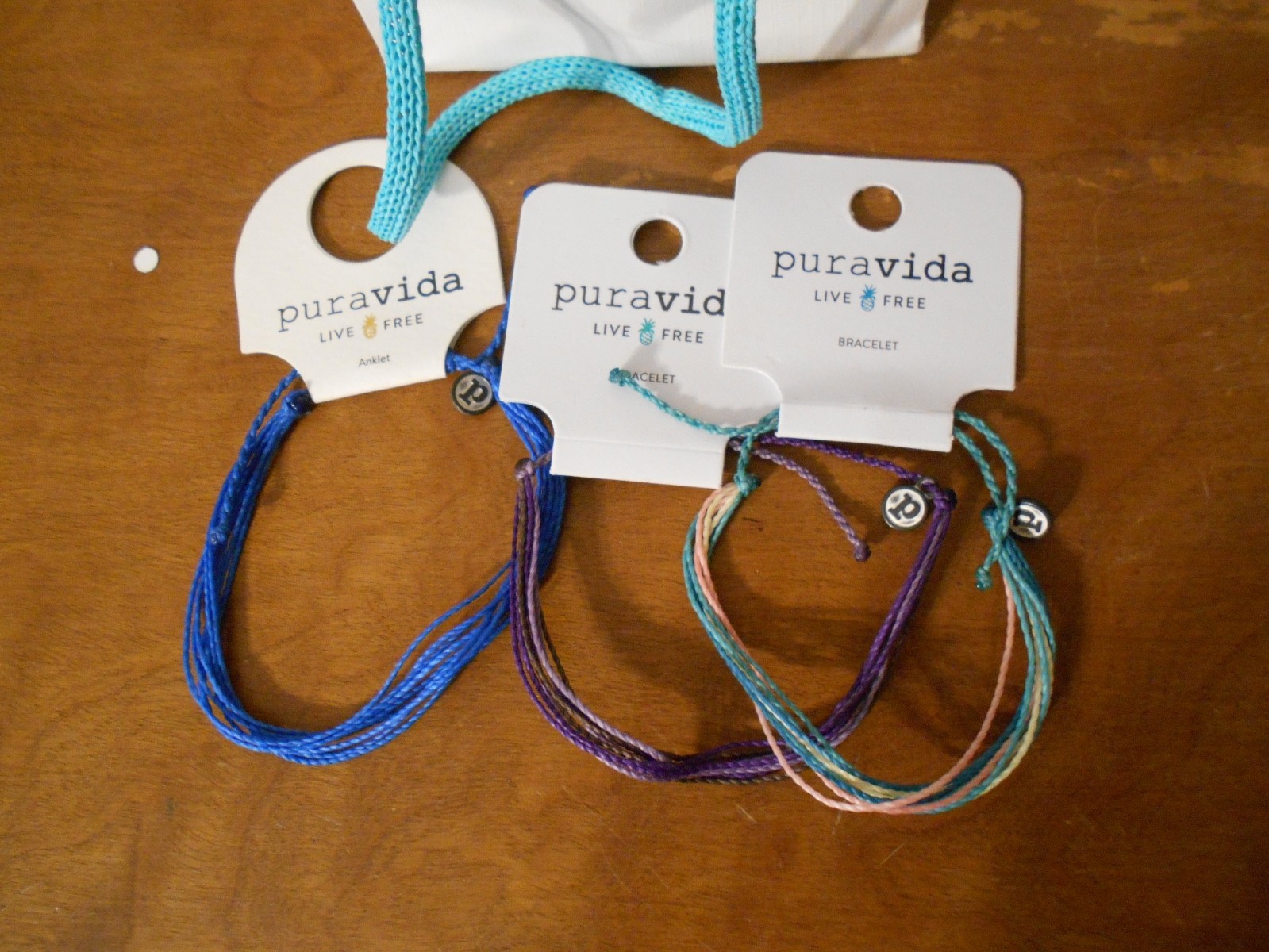 Pura Vida Live Free Original Multi-Strand Multicolor Anklets Bracelets Set of 3