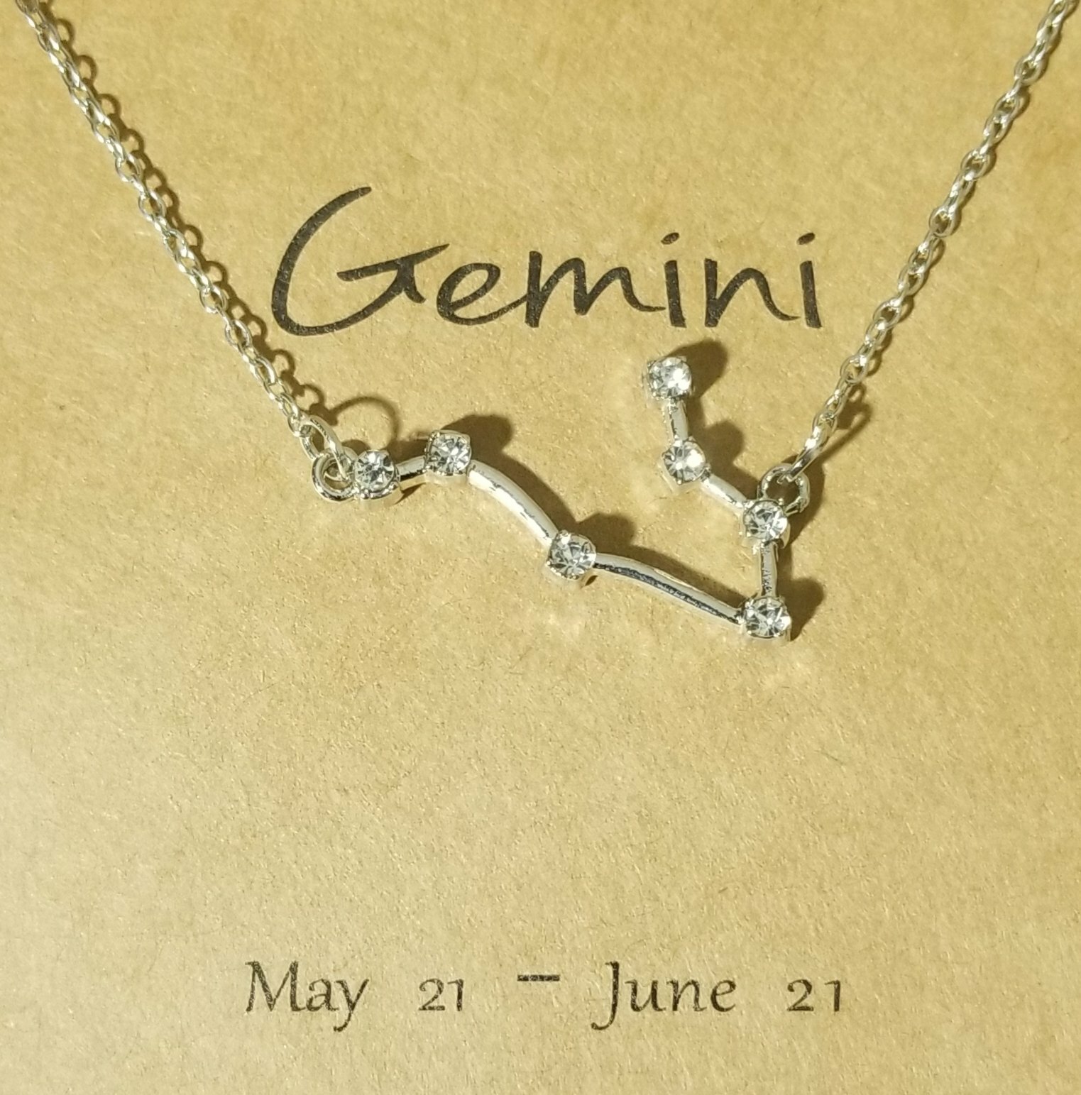 N011 Silver Tone Trendy Shiny Star Zodiac Sign 12 Constellation Pendant Necklace