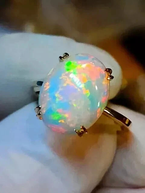 3.50Ct Oval Cut Natural Fire Opal Halo Engagement Ring 14K Yellow Gold Plated