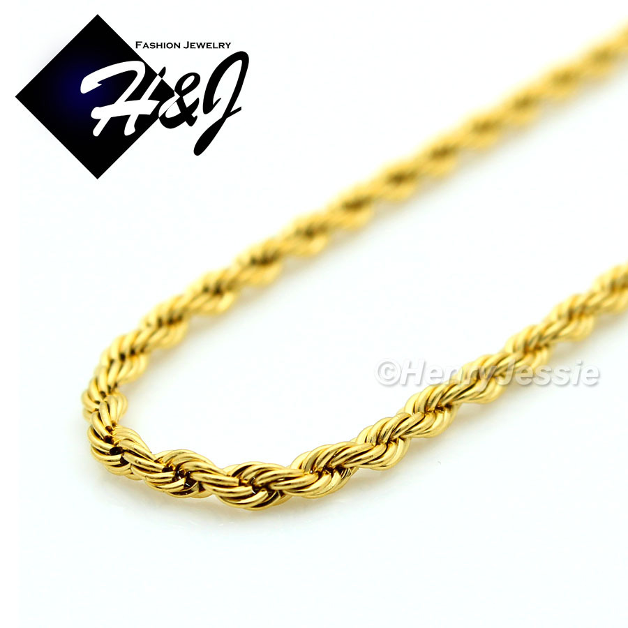 18″20″24″Stainless Steel 1.5mm Gold Plated Rope Chain Necklace Cross Pendant*GP