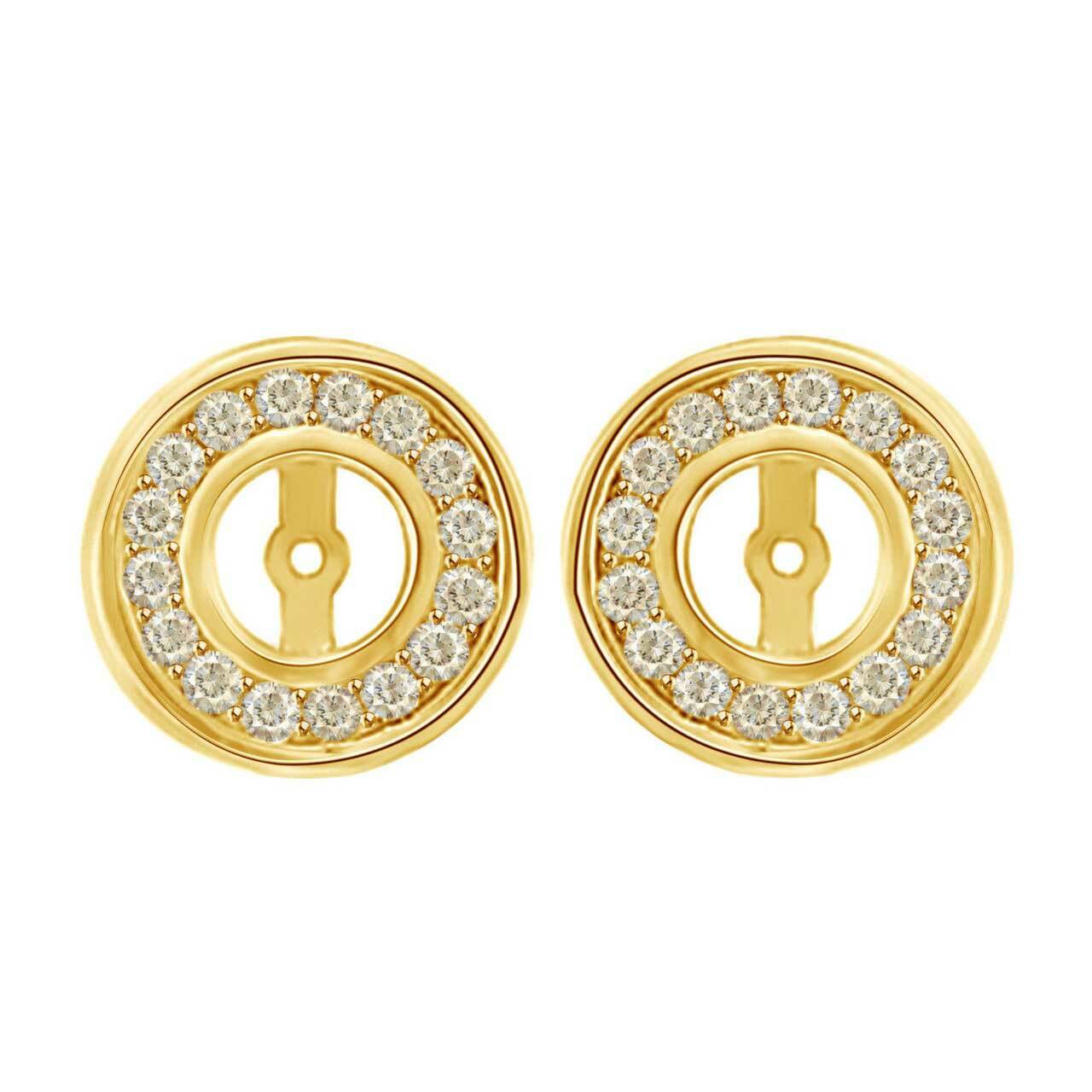 EARRING JACKETS FOR STUDS SIMULATED ROUND DIAMOND 14K YELLOW GOLD Plated SILVER