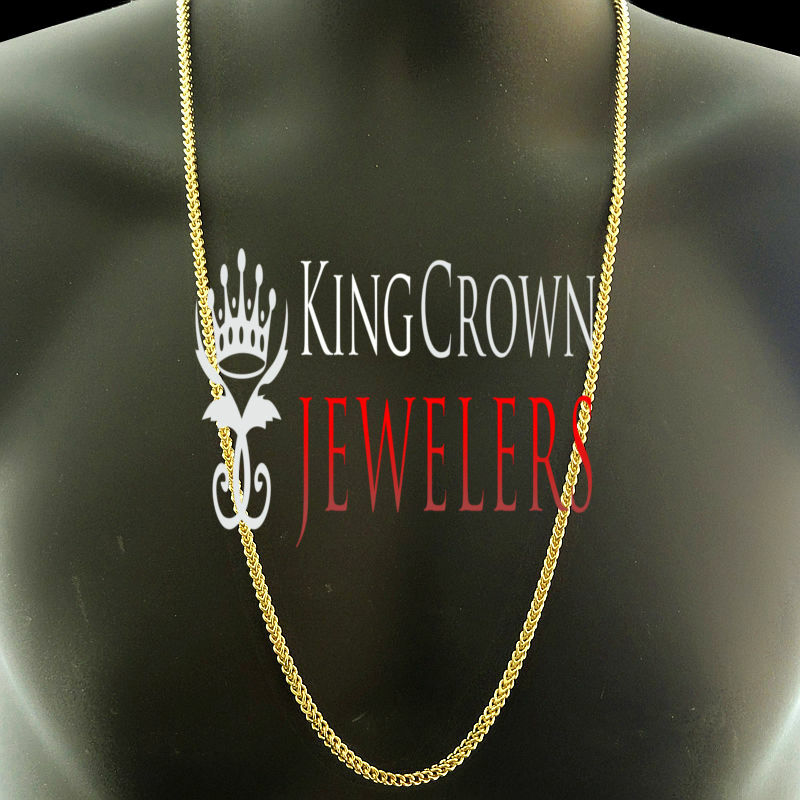 Mens Pure 925 Sterling Silver Yellow Gold Finish Franco Style Chain Necklace 4mm