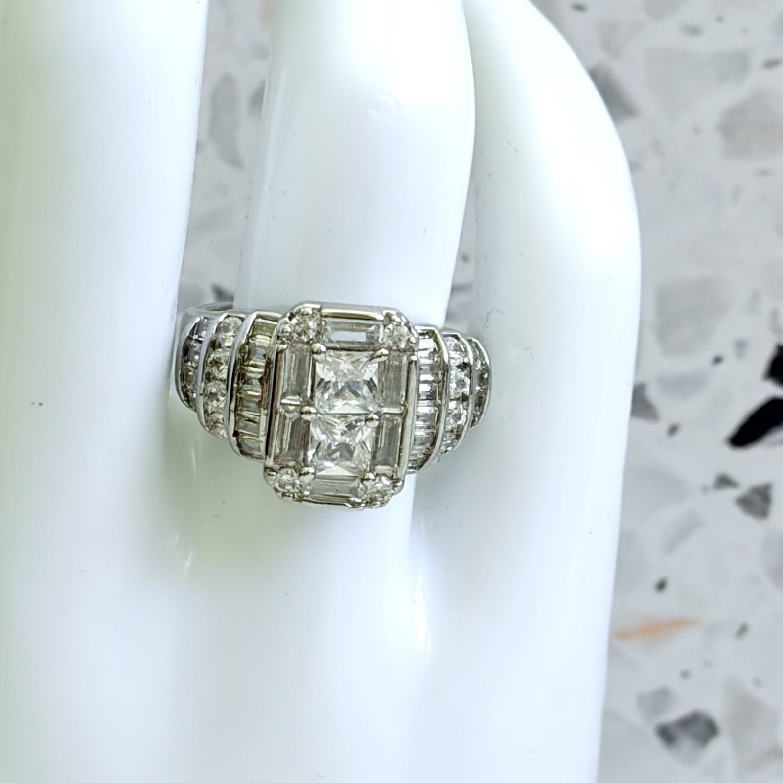 2.15 CT Princess Cut Sapphire 14k Gold 925 Sterling Cocktail Women’s Ring