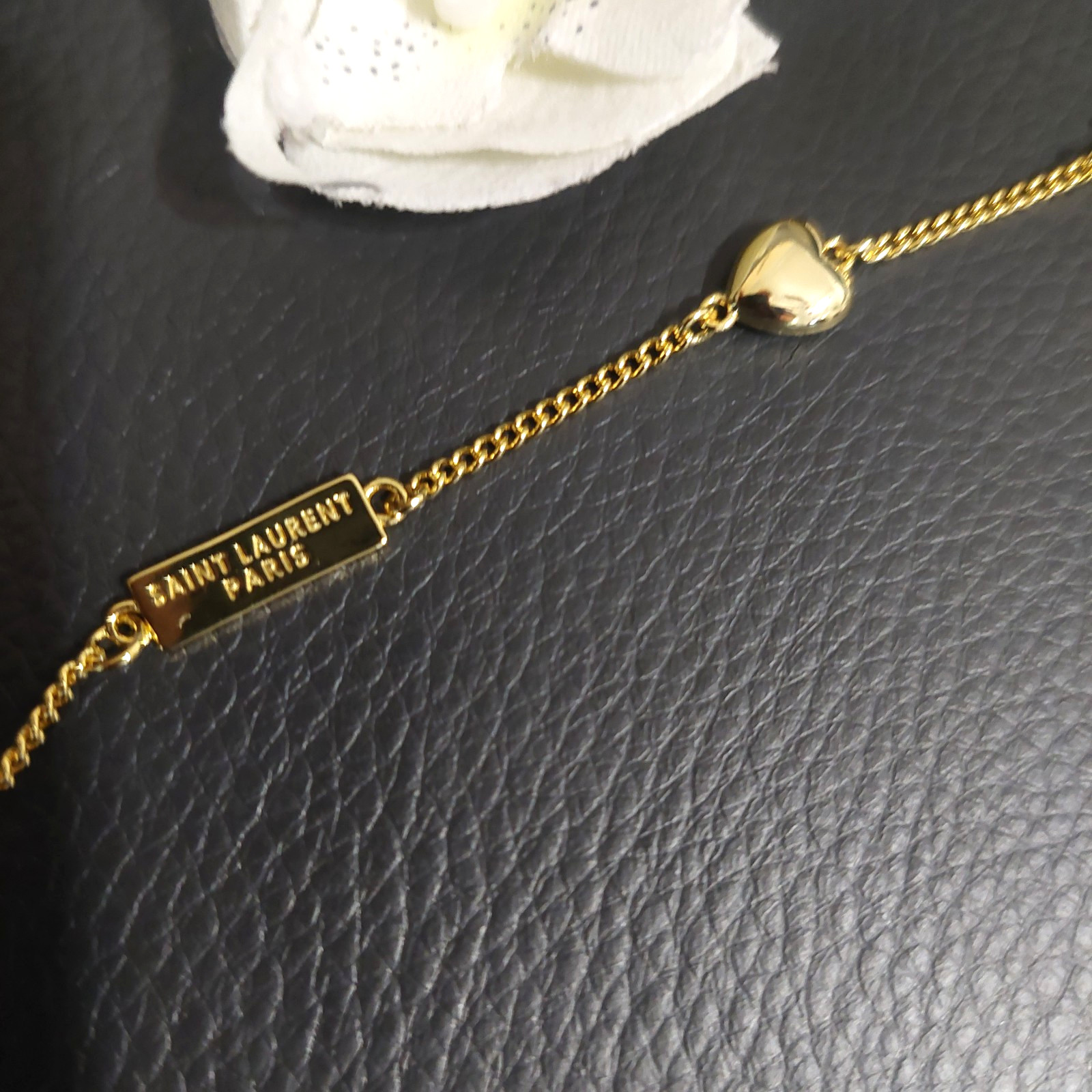 YSL Saint Laurent Heart Logo Charm Bracelet