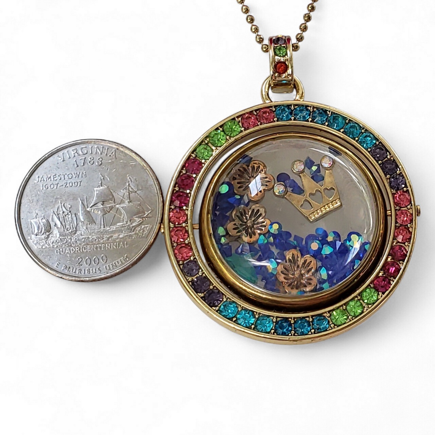 Betsey Johnson 2016 Whimsical Spinner Orb Pendant Necklace 28”