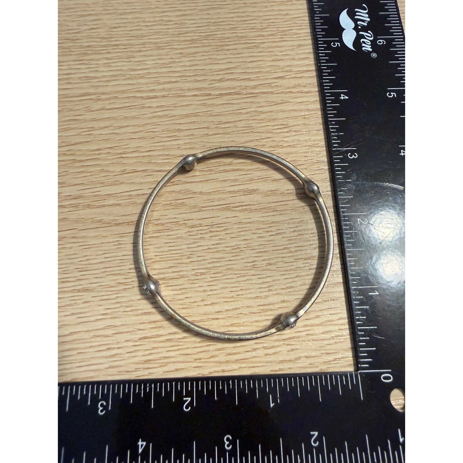 Vintage Silver Tone Rhinestone Bangle Bracelet Minimalist Stackable Hallmarked S