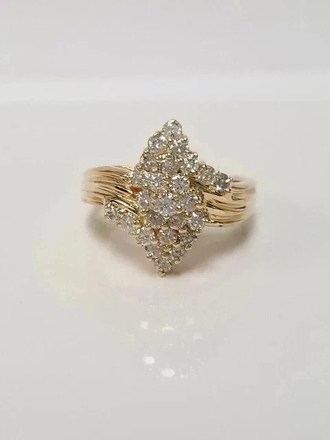 2Ct Round Cut Simulated Diamond 14K Yellow Gold Plated Cluster Engagement Ring
