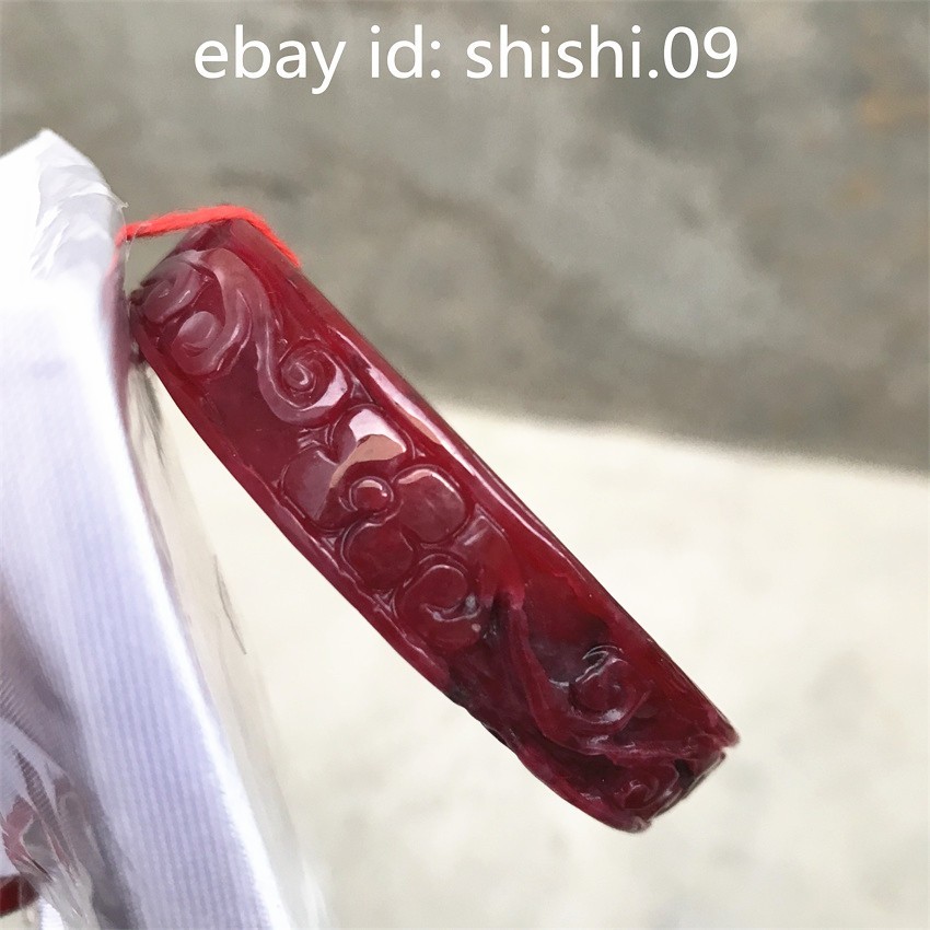 59mm Natural Ice Red Jadeite Jade Bracelet Burma Carving Jadeite Jade Bangle
