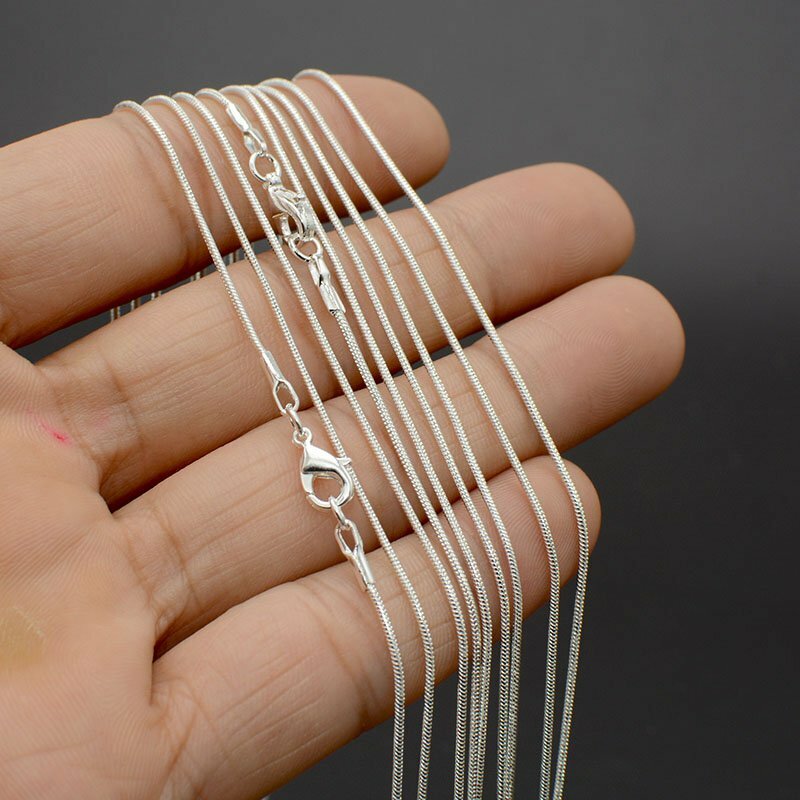 Lot 5/10Pcs 925 Silver Solid 1MM Snake Chain Necklace For Pendant 16-24inch