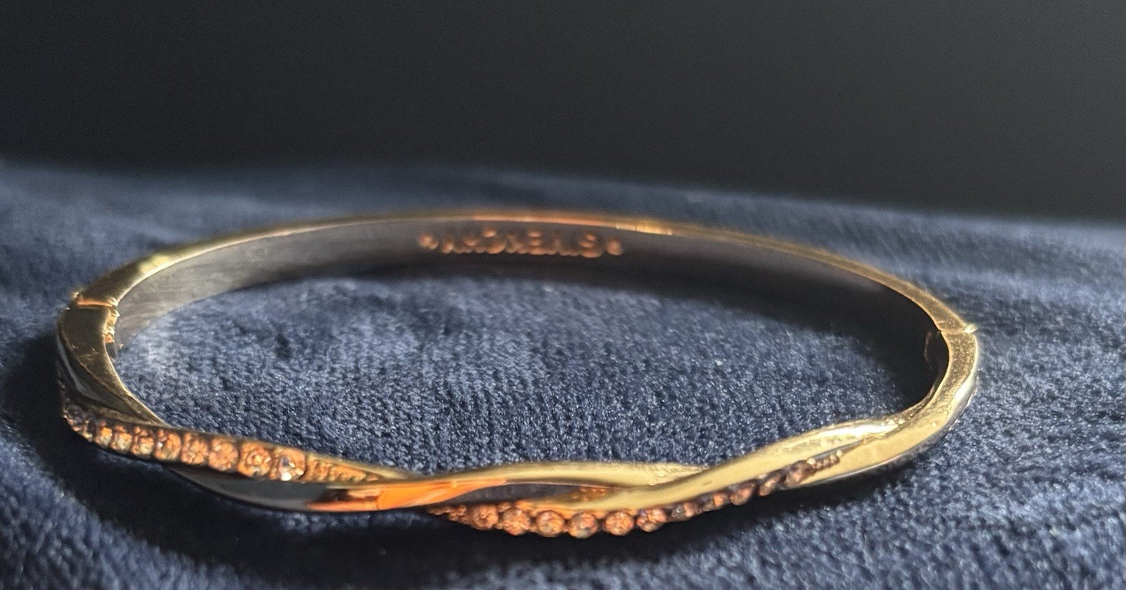 GIVENCHY Signed Gold Tone Twist Bangle Bracelet w/ Round Clear Crystals $39.99