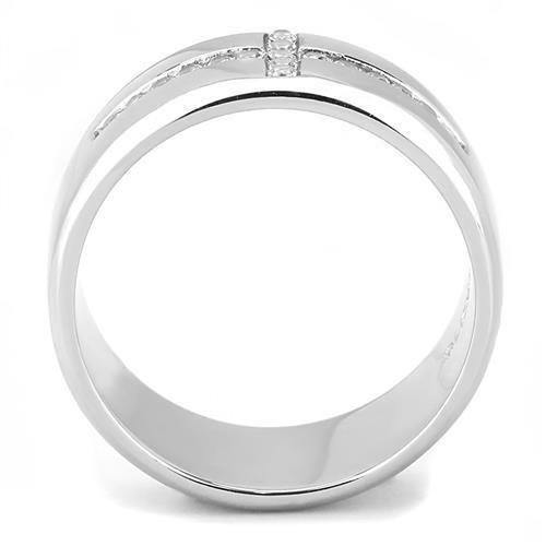 TK3225 – High polished (no plating) Stainless Steel Ring with AAA Grade CZ in Cl