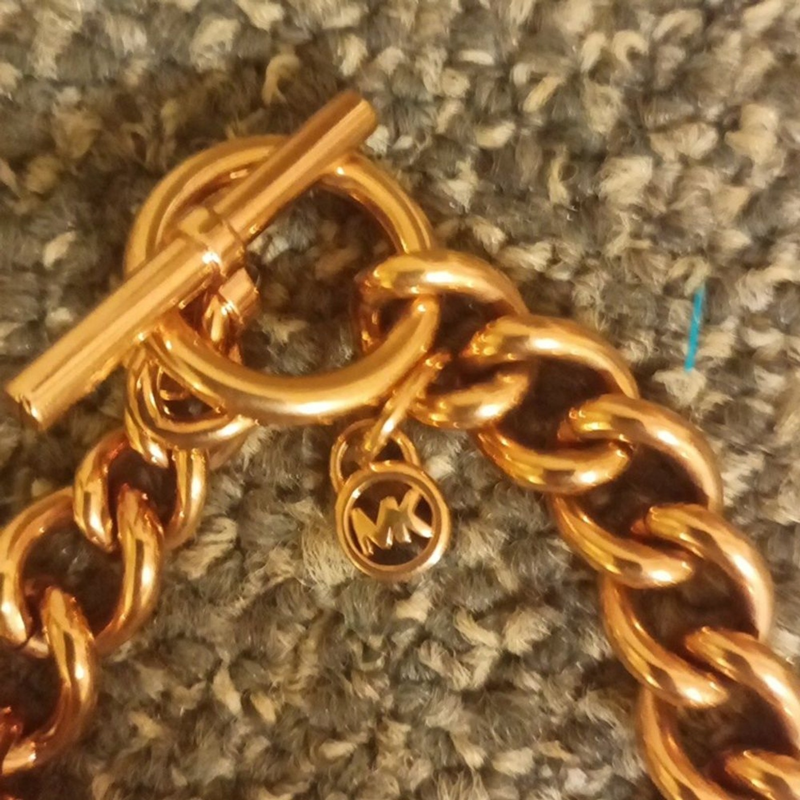 Michael Kors rose gold tortoise shell rhinestone statement necklace