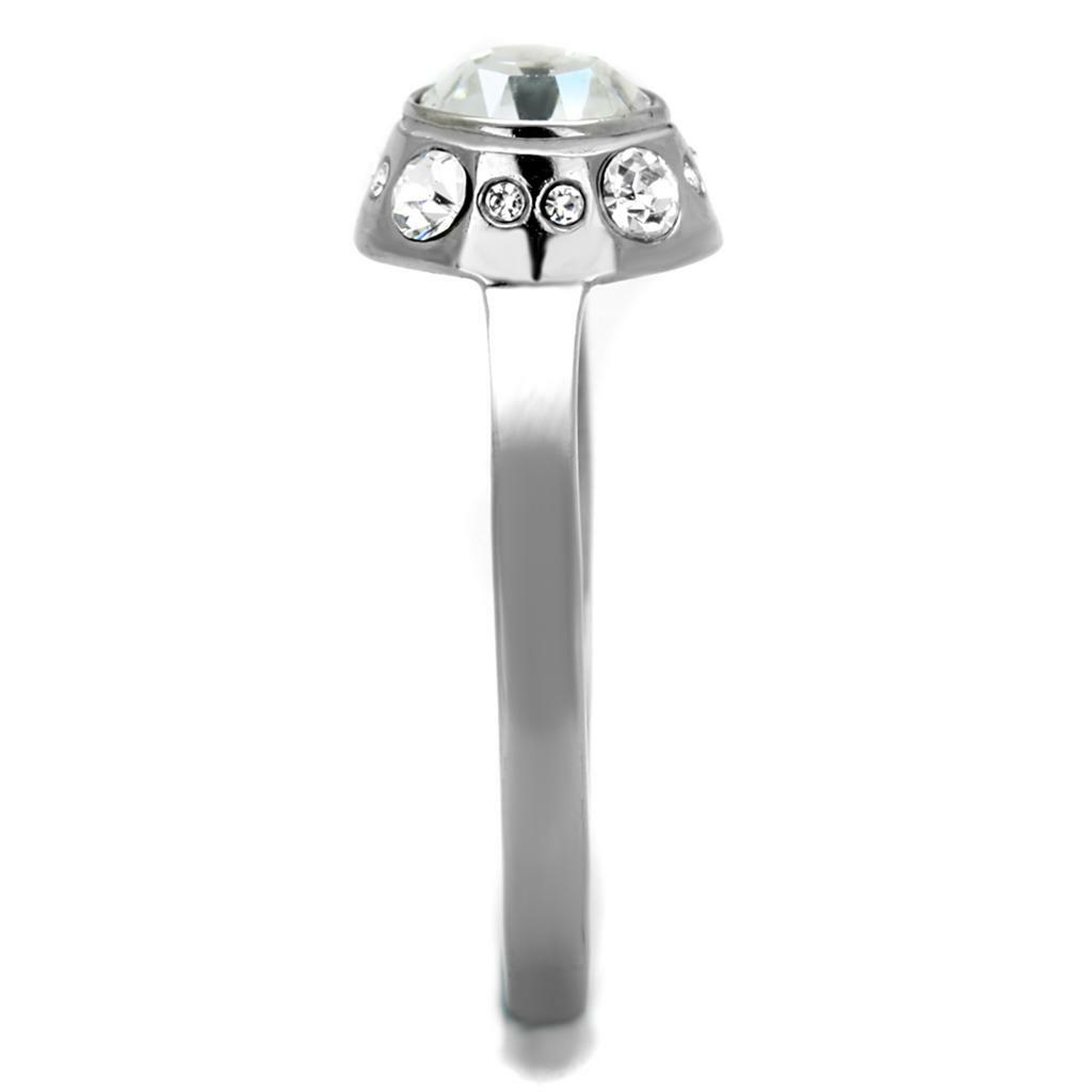 TK2183 – High polished (no plating) Stainless Steel Ring with Top Grade Crystal