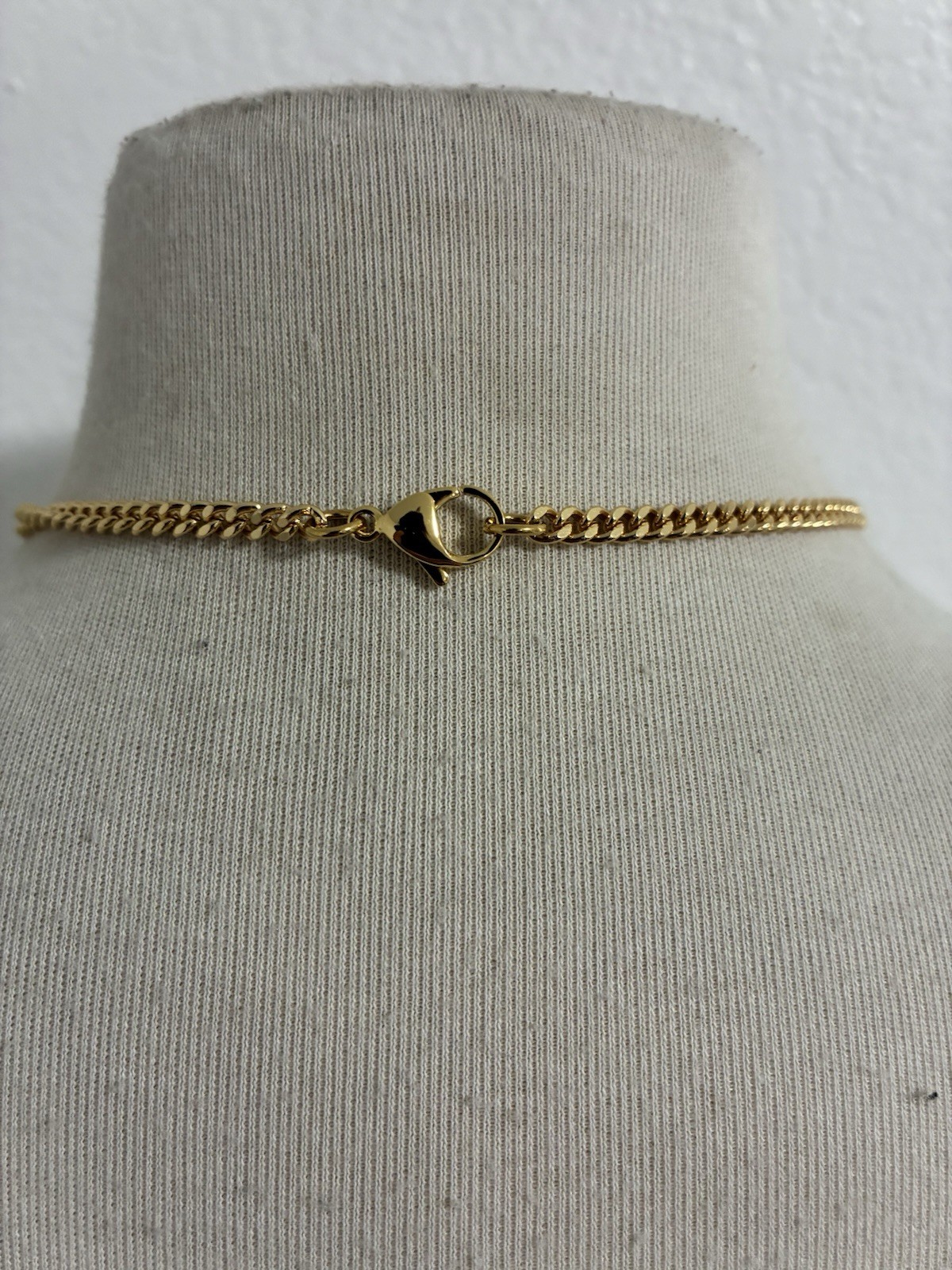Gold 18K Tone Curb Link Chain Necklace with Snake Charm Pendant