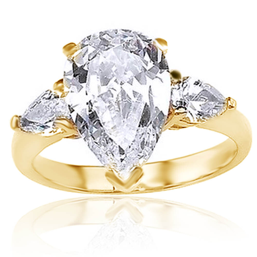PalmBeach 4.89 TCW Pear-Cut Cubic Zirconia Three-Stone Bridal Engagement Ring