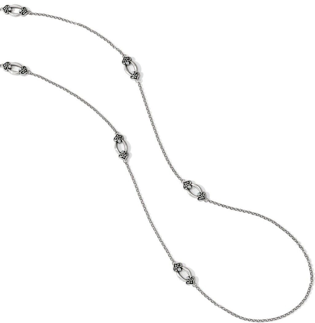 NWT Brighton ALCAZAR HEART ORBIT Crystal Silver Strand String Necklace MSRP $88