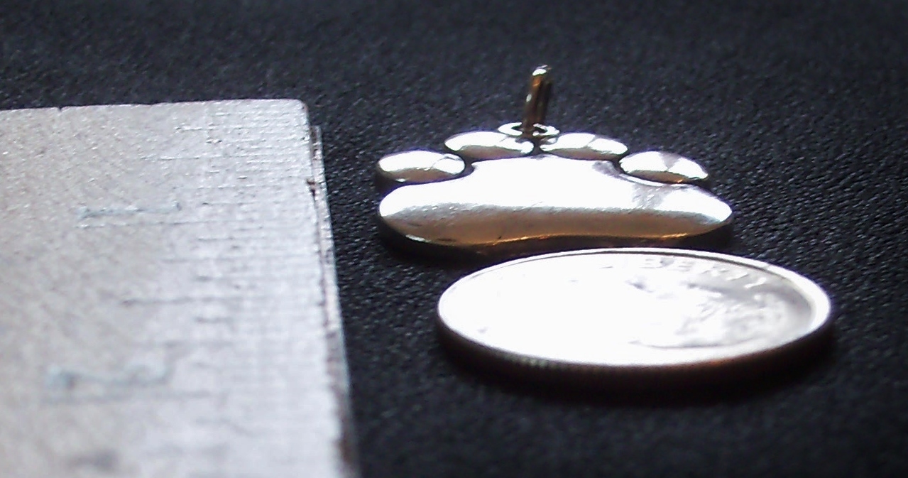 STERLING SILVER 3/4″ X 3/4″ LARGE BEAR PAW CHARM OR PENDANT – MADE IN THE U.S.A.