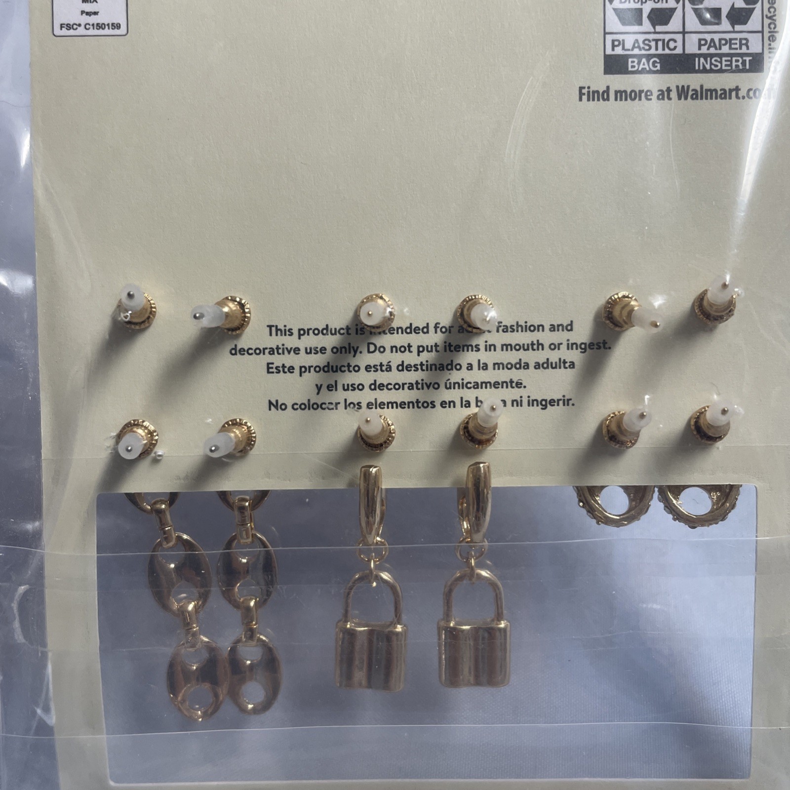 No Boundaries Hypoallergenic 6-Pair Gold Toned Heart Earrings Set New