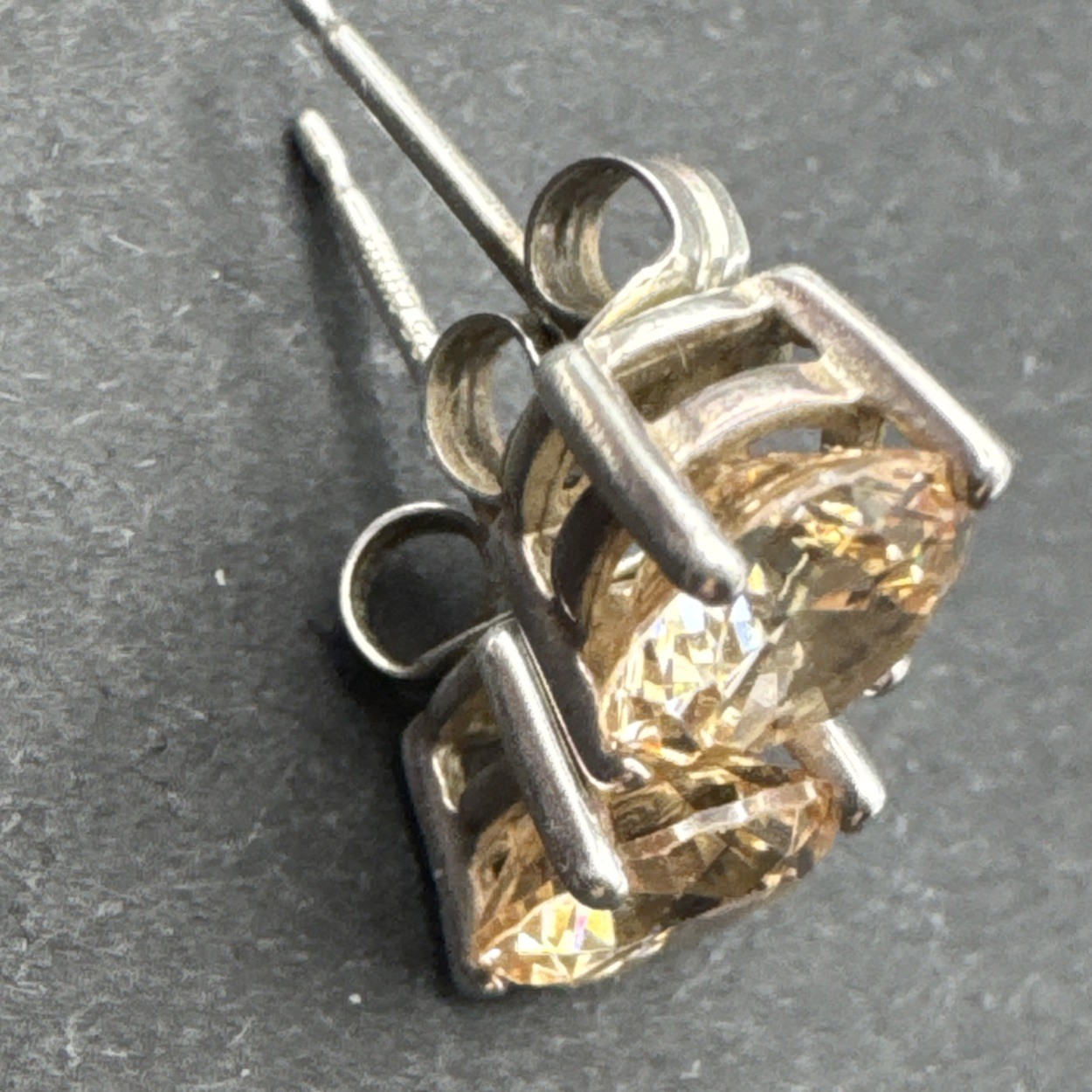 Sterling Silver 925 CZ Champagne China Earrings Stud
