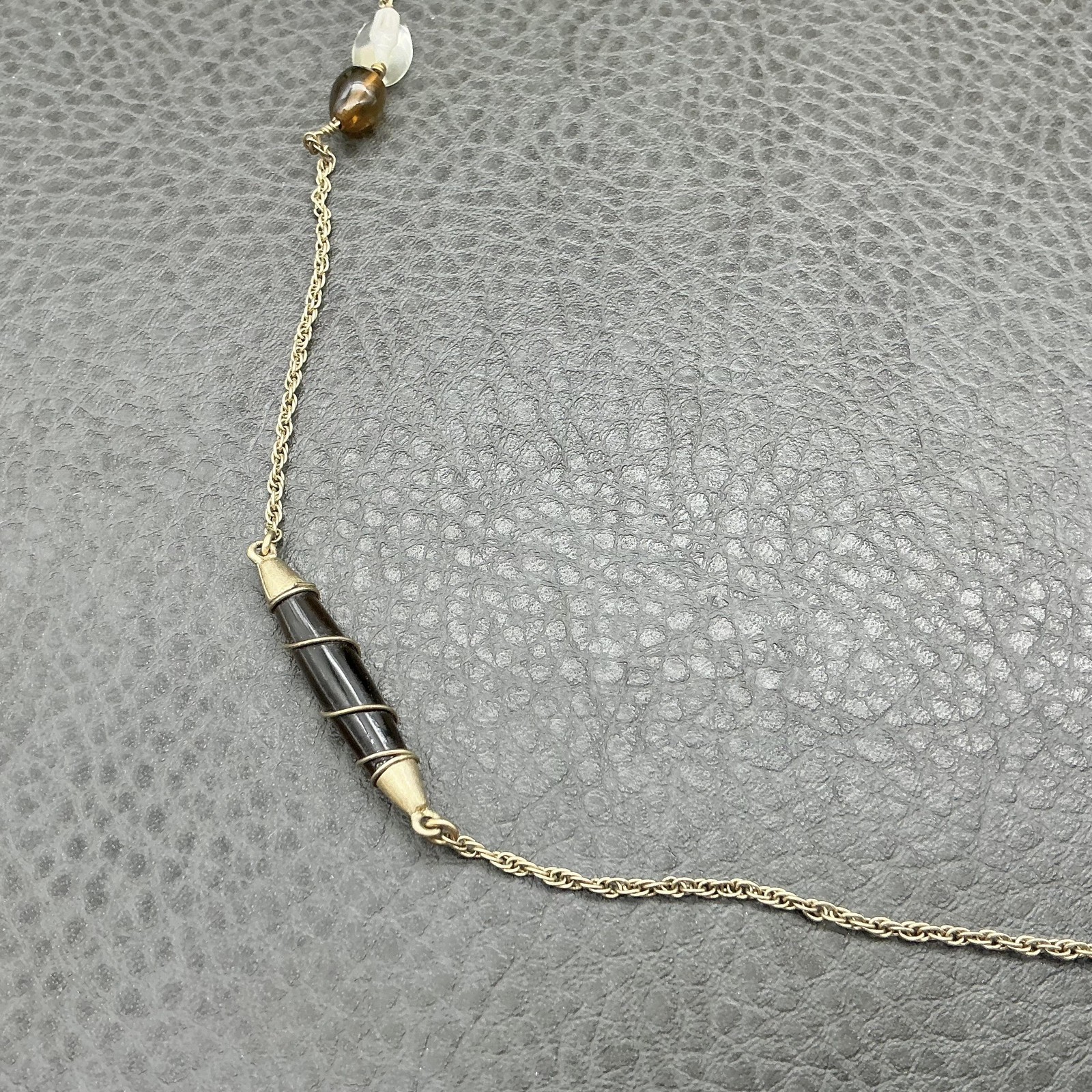 Kenneth Cole Necklace Gold Tone Multicolor Stone Beaded Station Long Chain 28″