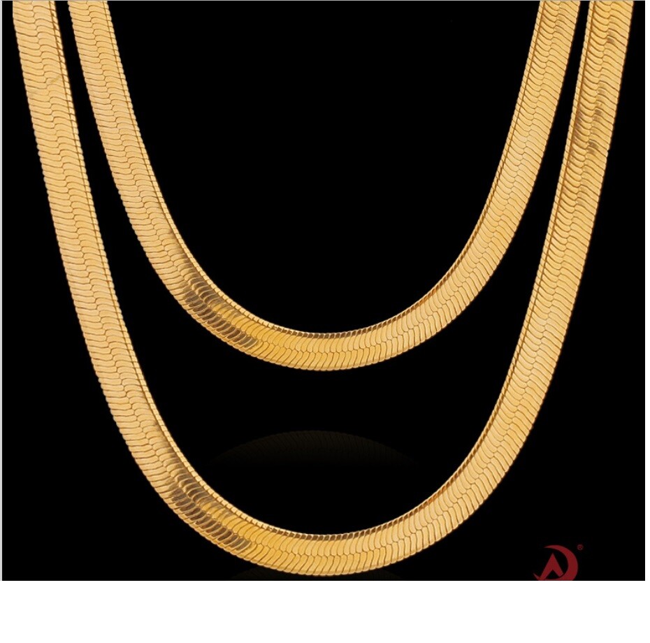 18K Yellow Gold Filled Tarnish-Resist 20inch 5mm Wide Herringbone Chain Necklace