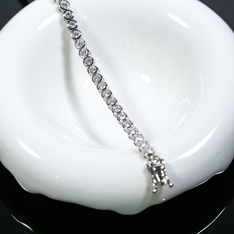Full Moissanite S925 Sterling Silver Bubble D Color Tennis Bracelet Fine Jewelry