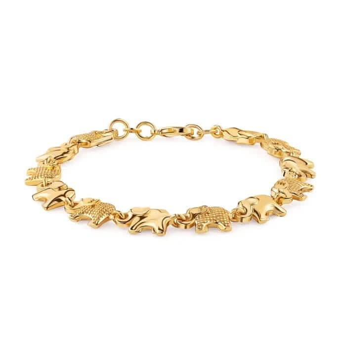 18K Gold Elephant Bracelet For Women 8″