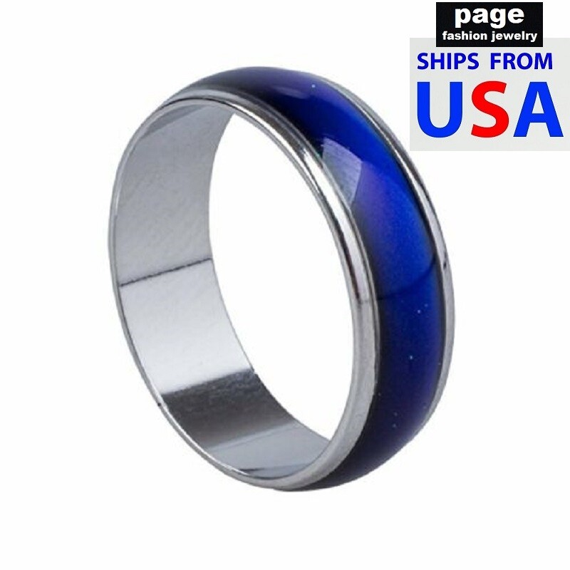 US Seller- 1pc Color Change Mood Ring Emotion Feeling Size 6.5 – 10 With E-Chart