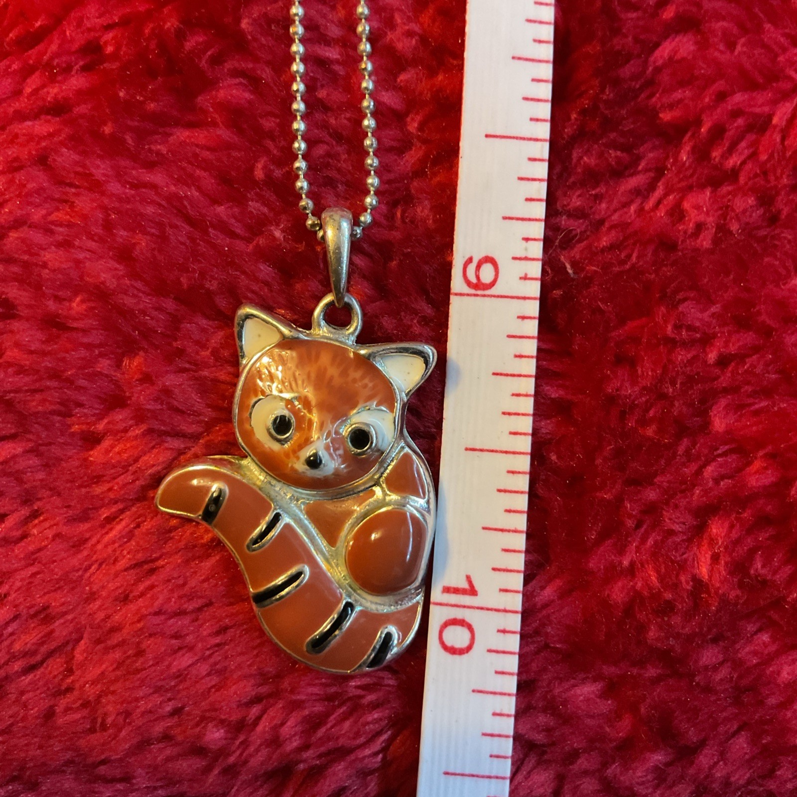 Adult Jewels Red Panda 3D Enamel Pendant Charm 18″ Silver Ball Chain Necklace