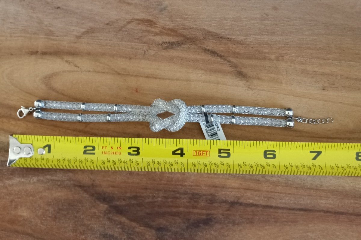 INOX Mesh Knot Bracelet Silver Tone Stainless Steel Modern Jewelry w/ Box NWT